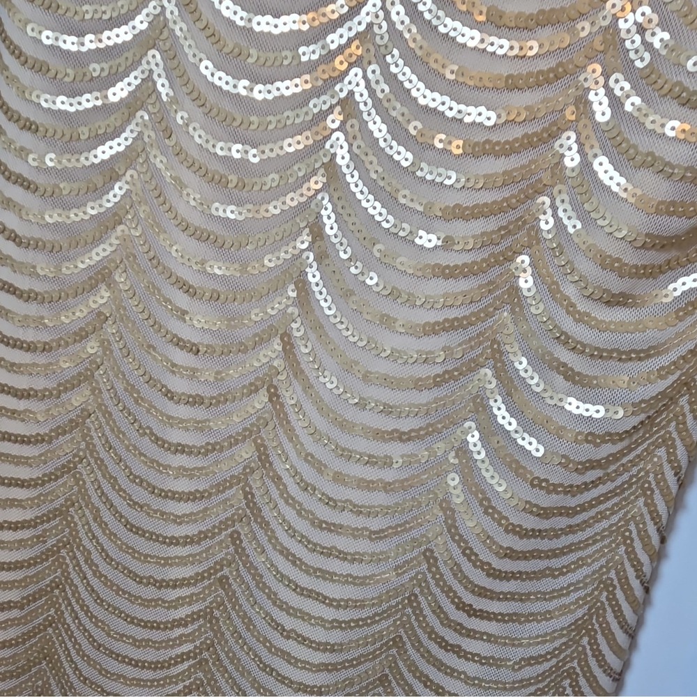 Gianni Bini Gold Sequin Wave-Pattern Mini Dress - Picture 4 of 8